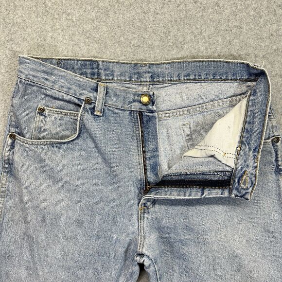 Vintage Wrangler Jeans Men’s 33x30 Light Wash Made in USA 96501 Distressed Y2K - Picture 6 of 16